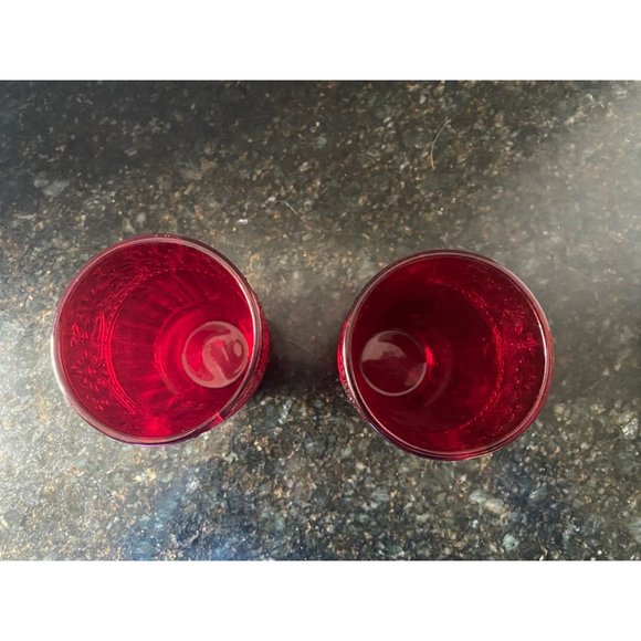 Ruby Red Embossed 5" High Drinking Glasses (Qty. 2) - Picture 5 of 6